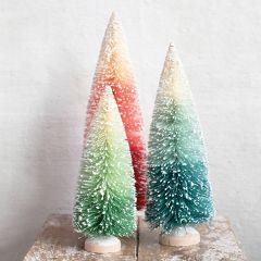 Multicolor Ombre Bottle Brush Tree Set of 3