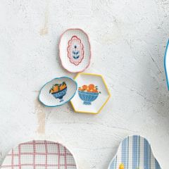 Multicolor Textured Stoneware Mini Plate Set of 6