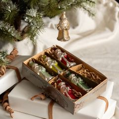 Multicolored Santa Glass Ornament Set of 6