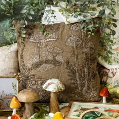 Mushroom Embroidery Throw Pillow