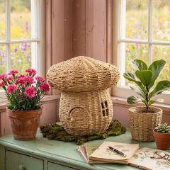 Mushroom House Woven Basket