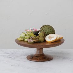 Natural Acacia Wood Pedestal Display Stand