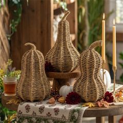 Natural Autumn Decorative Woven Vine Gourds Set of 3
