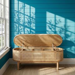 Natural Cane and Wood Storage Bench