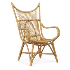 Natural Curved Cane Accent Chair