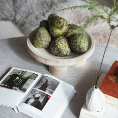 Natural Elegance Footed Wood Decorative Bowl