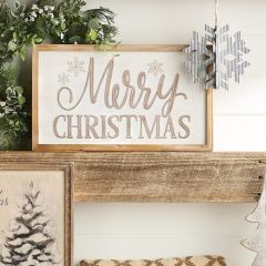 Natural Farmhouse Merry Christmas Framed Wall Sign
