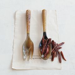 Natural Horn 2 Piece Salad Serving Set