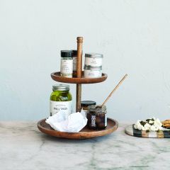 Natural Mango Wood Tiered Display Tray