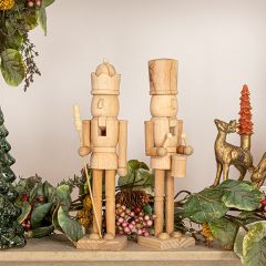 Natural Pine Woodcracker Figure Set of 2