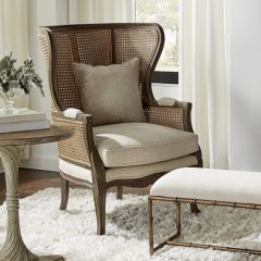 Natural Rattan Cushioned High Back Host Chair