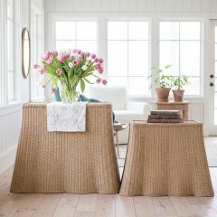 Natural Rattan Scalloped Console Table
