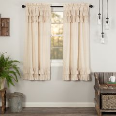 Natural Ruffled Curtain Panel Set of 2