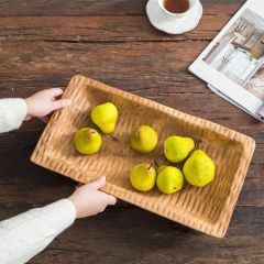 Natural Teak Wood Decorative Tray Set of 2