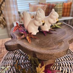Natural Wood Acorn Pedestal Tray