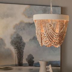 Natural Wood Bead Pendant Light
