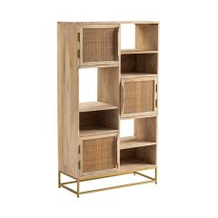 Natural Wood Cane Door Etagere