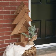 Natural Wood Christmas Tree Tabletop Decor