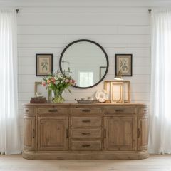 Natural Wood Curved Buffet Cabinet
