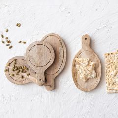 Natural Wood Handled Serving Boards Set of 4