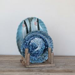 Natural Wood Plate Rack Stand