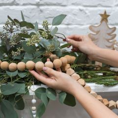 Natural Wood Round Bead Garland