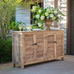 Natural Wood Shutter Door Console Cabinet