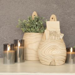 Natural Wood Wall Pocket Set of 2