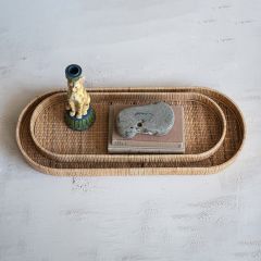 Natural Woven Rattan Nesting Tray Set of 2