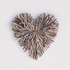 Naturally Aged Driftwood Heart Wall Decor