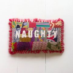 Naughty and Nice Reversible Kantha Pillow