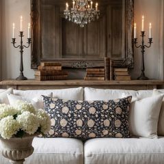 Navy Block Print Lumbar Pillow