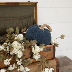 Navy Wool Pumpkin With Stem