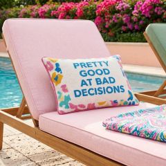 Needlepoint Quotes Accent Pillow Good At Bad Decisions