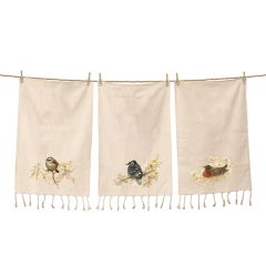 Nested Birds Cotton Tea Towel Set of 3