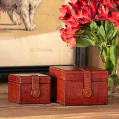 Nesting Leather Storage Box Set of 2