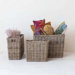 Nesting Rectangle Rattan Basket Set of 3