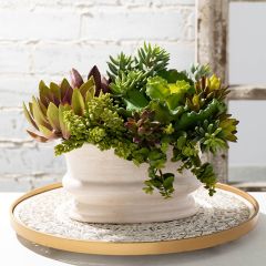 Neutral Ceramic Oval Planter