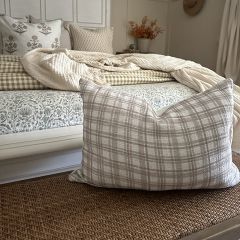Neutral Farmhouse Plaid Pillow Cover