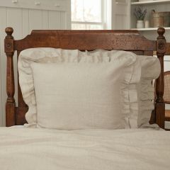 Neutral Linen Ruffled Euro Sham