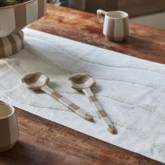 Neutral Striped Ceramic Serving Collection Spoon Set of 2