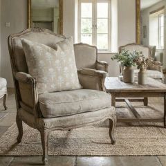 Neutral Vintage Floral Block Print Pillow Cover