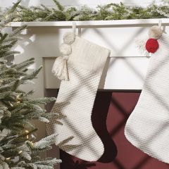 Neutral Woven Pom Stocking Set of 4