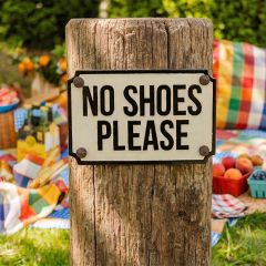 No Shoes Please Cast Iron Sign
