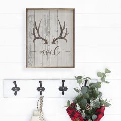 Noel Antlers Whitewash Wall Art