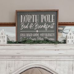 North Pole Bed And Breakfast Green Wall Sign
