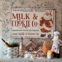 North Pole Milk & Cookie Co Canvas Wall Sign