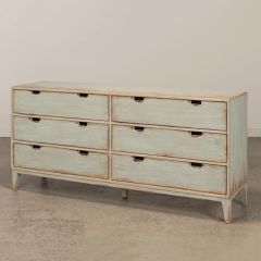Notch Cut 6 Drawer Pine Sideboard