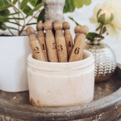 Numbered Vintage Clothes Pin Set of 3