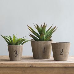Numbered Wood Pot Planters Set of 3